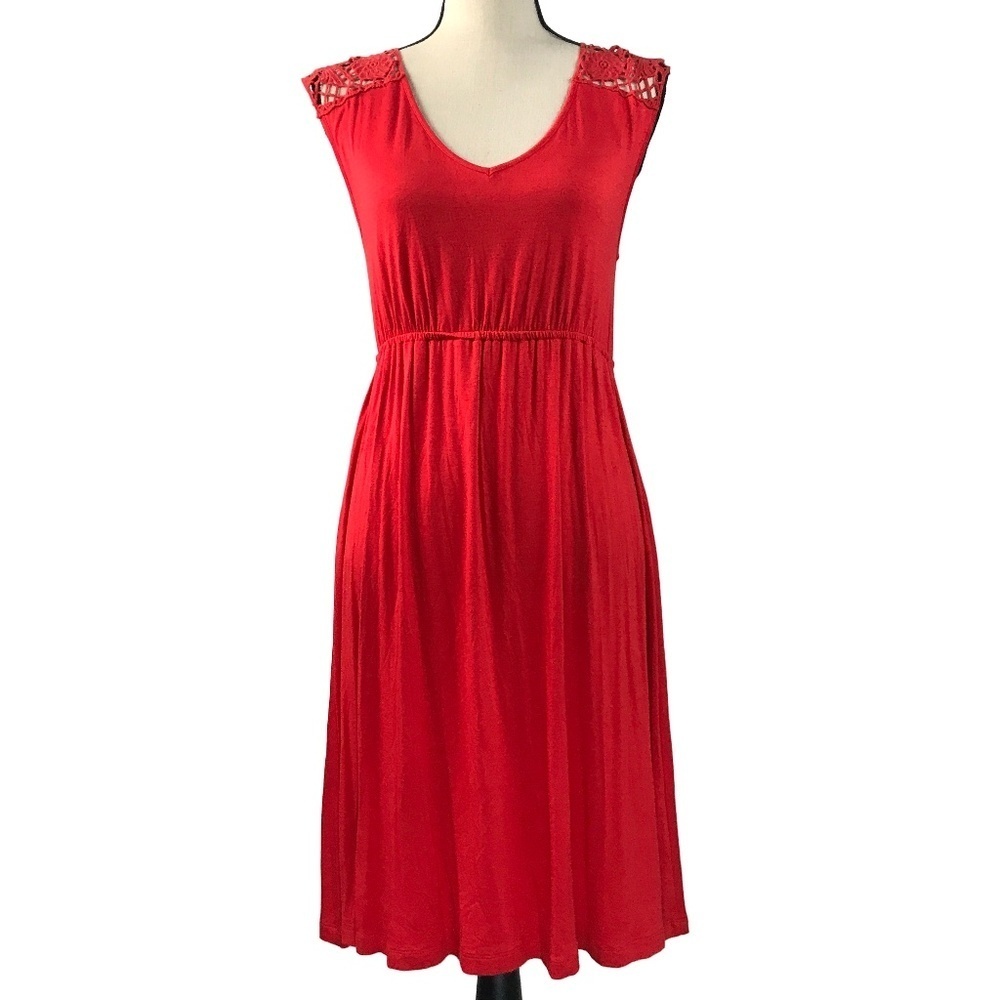 Spense Red Dress with Lace Detail​